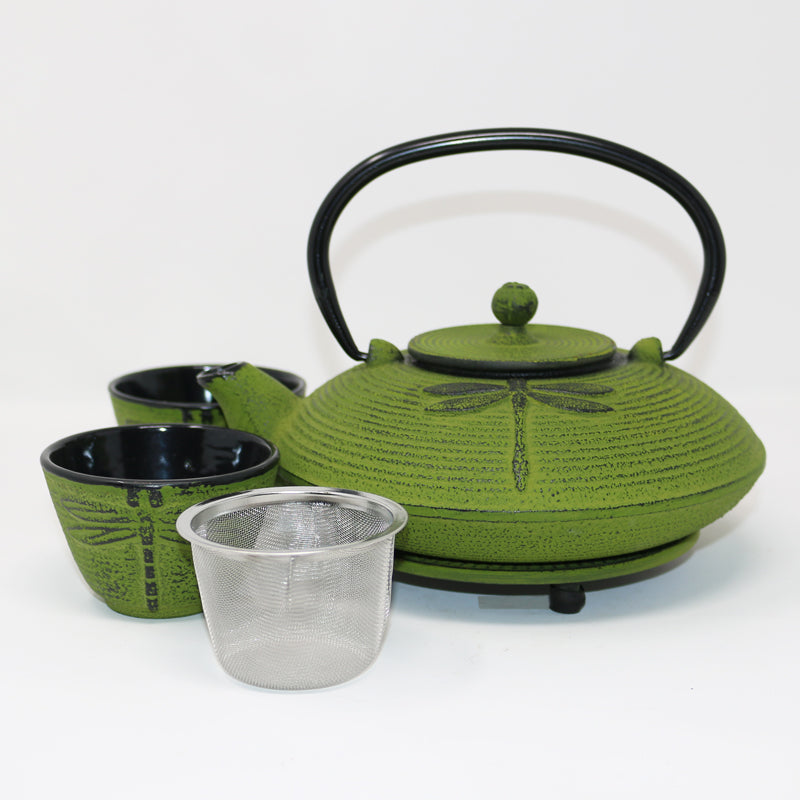 Dragonfly Spring Green 24oz Cast Iron Tea Set