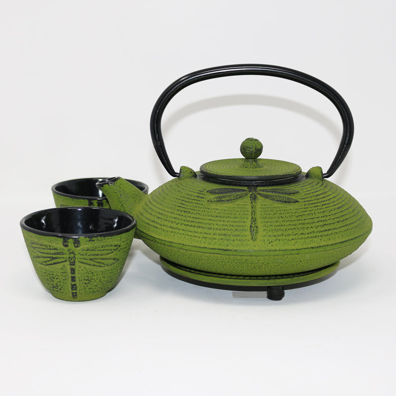 Dragonfly Spring Green 24oz Cast Iron Tea Set