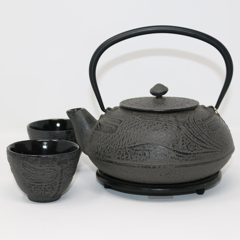 Dragonfly Taupe 24oz Cast Iron Tea Set