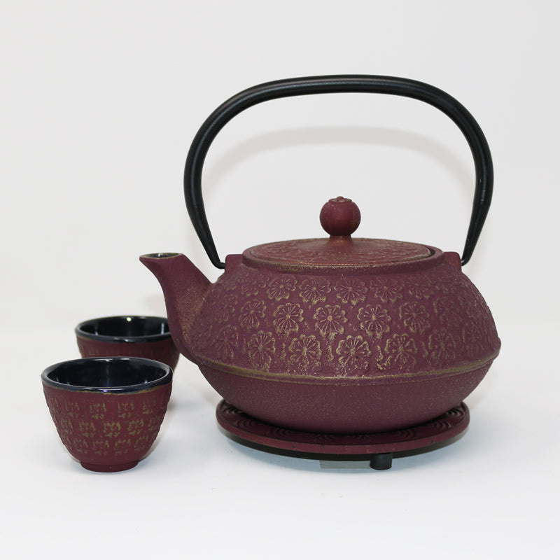 Plum Blossom 30oz Cast Iron Tea Set