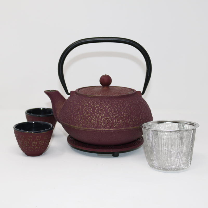 Plum Blossom 30oz Cast Iron Tea Set