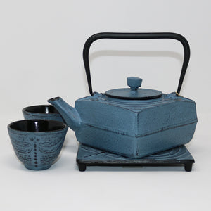 Square Dragonfly 21oz Cast Iron Tea Set