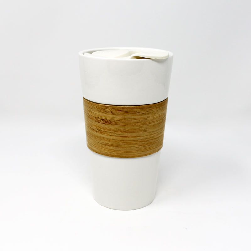 Ceramic Travel Mug with Bamboo Sleeve & Infuser